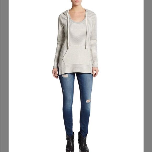 James Perse Striped Raglan Pullover Hoodie - Picture 1 of 8